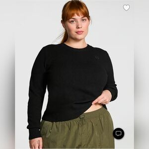 Victorias Secret PINK Collegiate Black Knit Crewneck Sweater Size Large Warm